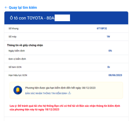 Cách tra cứu giấy xác nhận ô tô được tự động gia hạn đăng kiểm