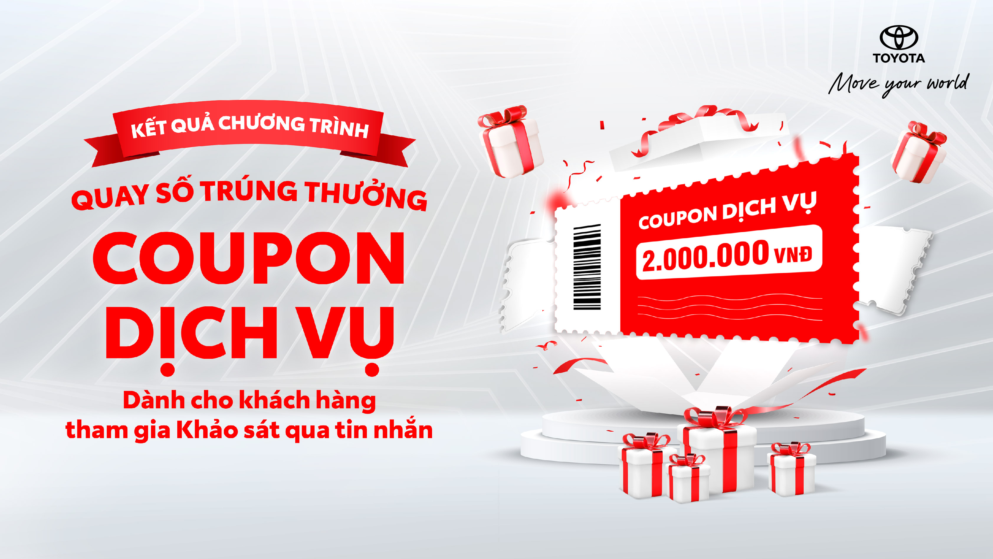 Kết quả quay số trúng thưởng coupon dịch vụ cho khách hàng làm khảo sát qua tin nhắn của Toyota Việt Nam tháng 12 năm 2023