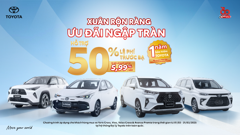 TOYOTA VIỆT NAM TRIỂN KHAI CHƯƠNG TRÌNH KHUYẾN MẠI CHO MẪU XE VIOS, VELOZ CROSS, AVANZA PREMIO VÀ YARIS CROSS TRONG THÁNG 03/2025